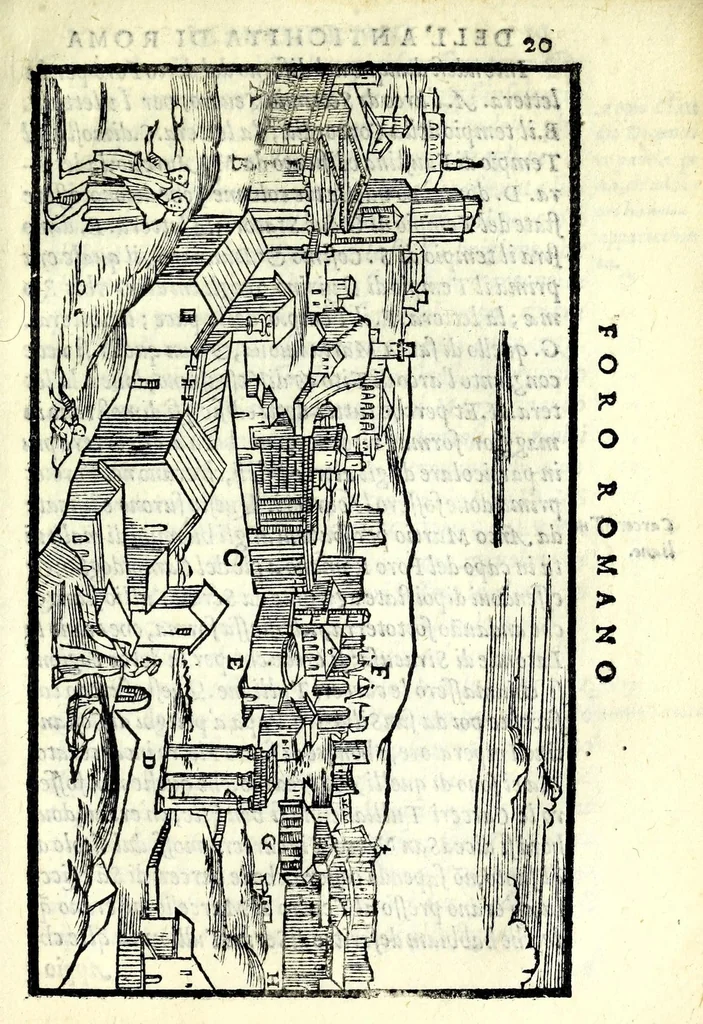 An illustration from Le antichità della città di Roma : raccolte sotto brevità da diuersi antichi & moderni scrittori, 1569, leaf 61