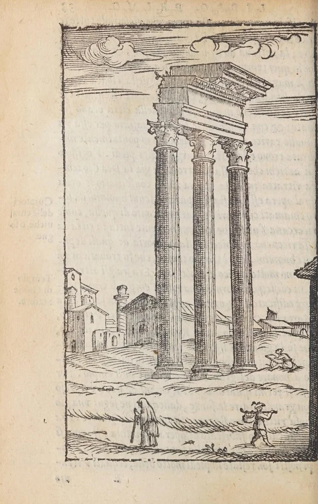 An illustration from Le antichità della citta di Roma, raccolte sotto brevita da diuersi antichi & moderni scrittori,, 1580, leaf 70