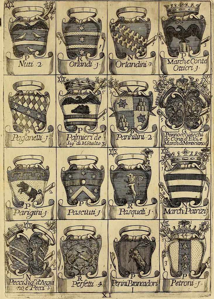 An illustration from Le arme delle famiglie nobili di Siena, 1716, leaf 20