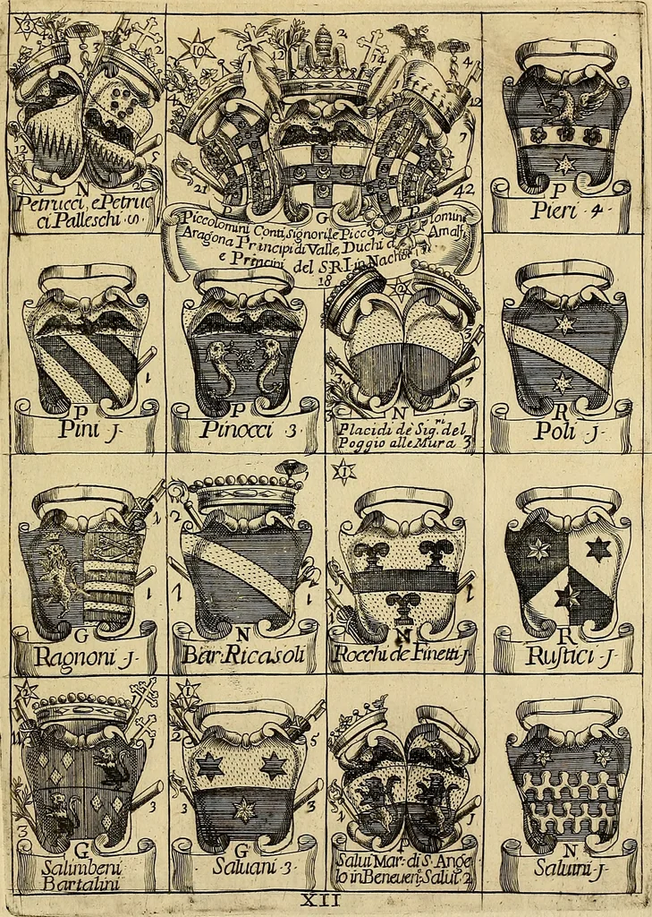 An illustration from Le arme delle famiglie nobili di Siena, 1716, leaf 22