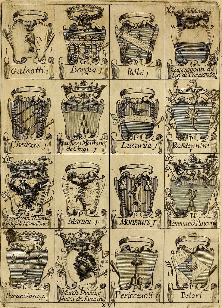 An illustration from Le arme delle famiglie nobili di Siena, 1716, leaf 30