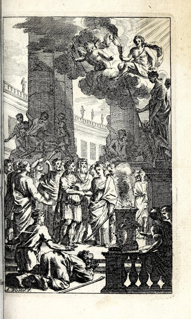 An illustration from Le berger fidelle : traduit de l'italien de Guarini en vers françois, 1677, leaf 463