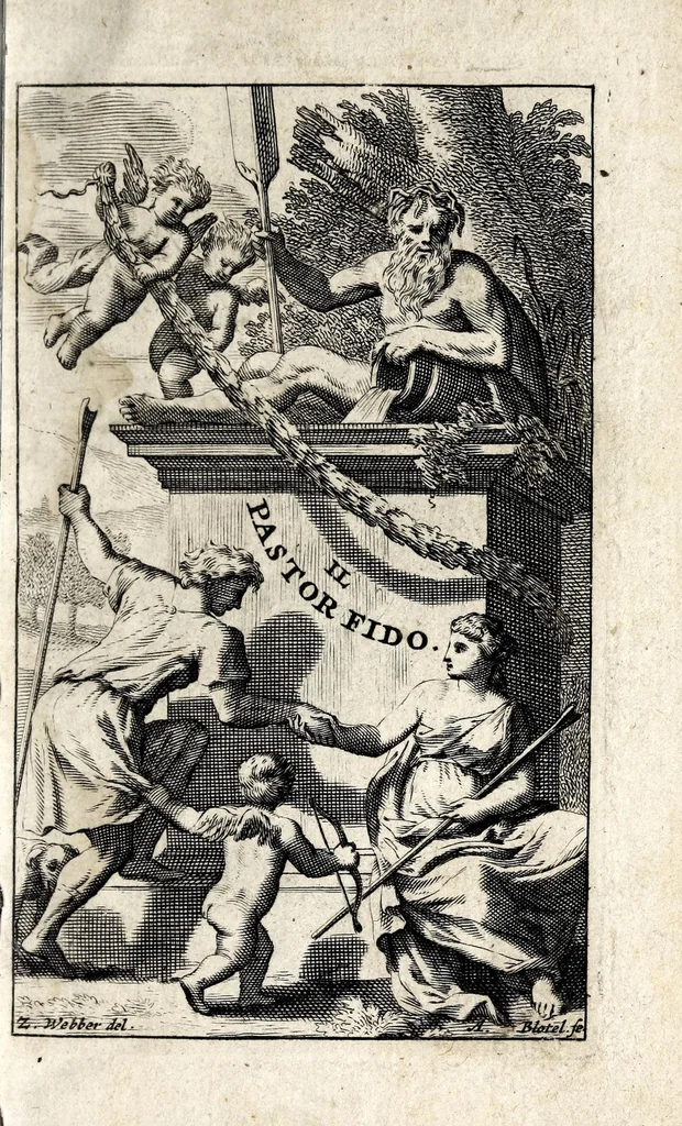 An illustration from Le berger fidelle : traduit de l'italien de Guarini en vers françois, 1677, leaf 7