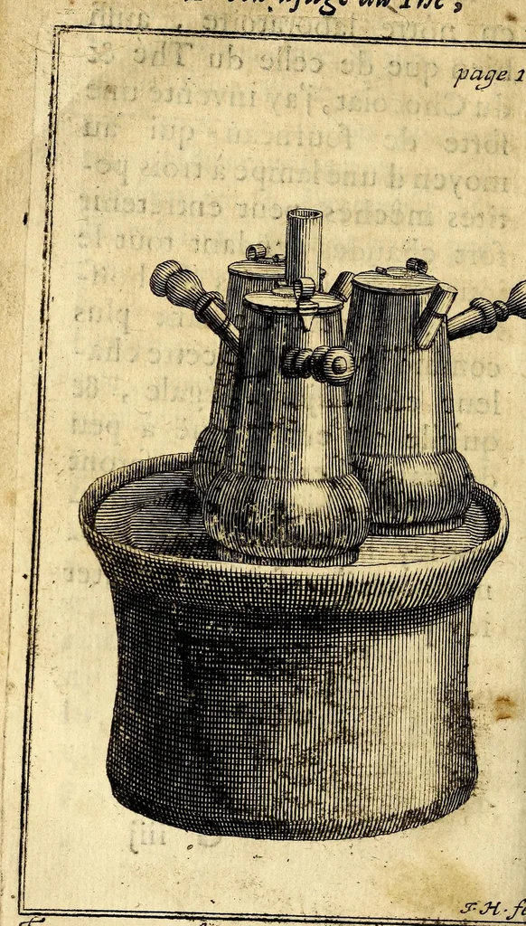 An illustration from Le bon usage du thé, du caffé et du chocolat pour la preservation & pour la guerison des maladies., 1687, leaf 180