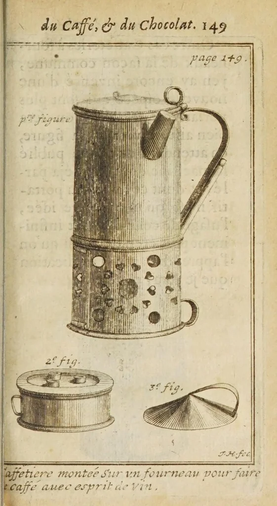 An illustration from Le bon usage du thé, du caffé et du chocolat pour la preservation & pour la guerison des maladies, 1687, leaf 167