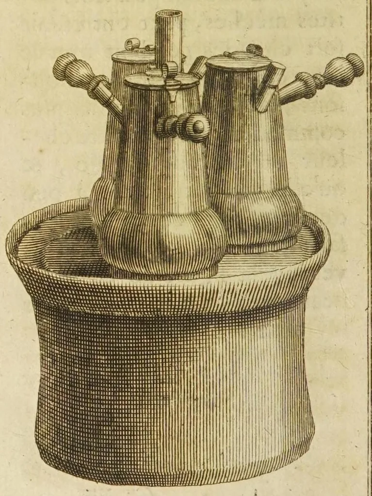 An illustration from Le bon usage du thé, du caffé et du chocolat pour la preservation & pour la guerison des maladies, 1687, leaf 180
