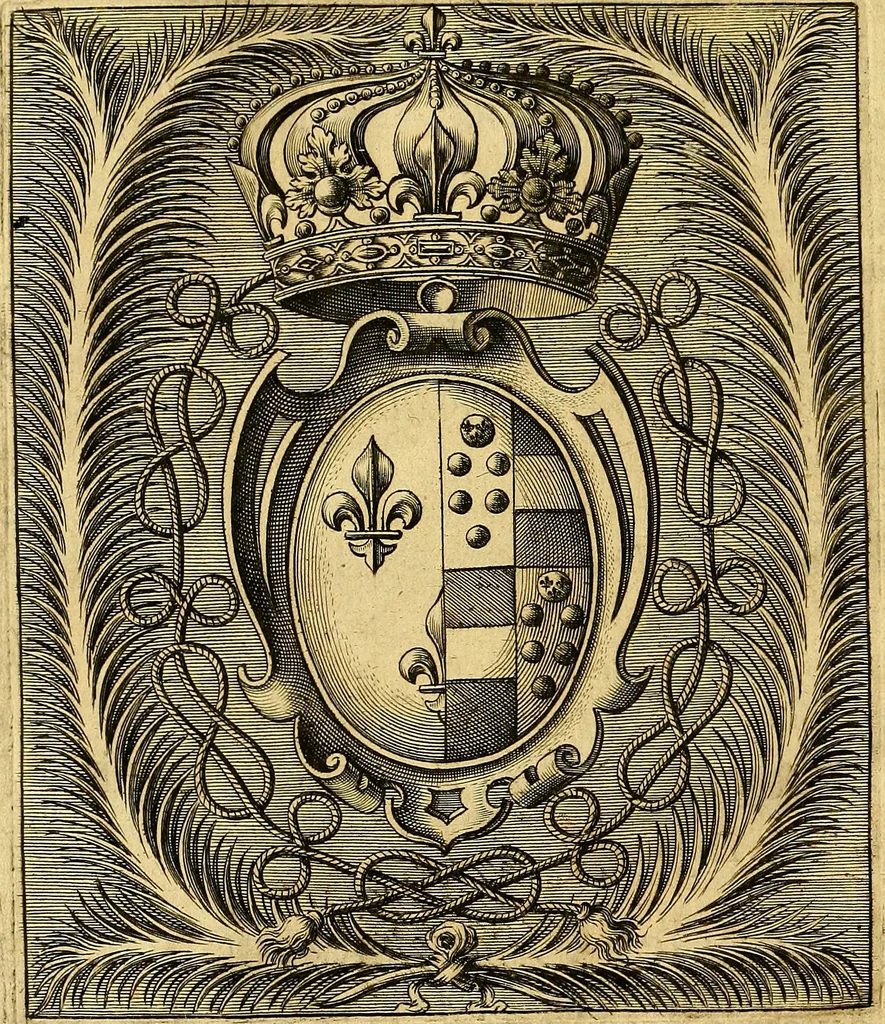 An illustration from Le camp de la place royalle, ov Relation de ce qvi s'y est passé les cinquiesme, sixiesme, & septiesme iour d'auril, mil six cens douze, pour la publication des mariages du Roy, & de Madame, auec l'lnfante, & le Prince d'Espagne .., 1612, leaf 7