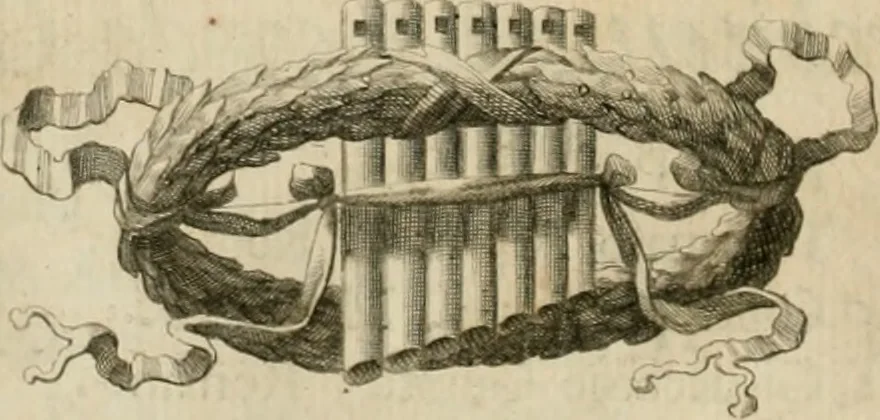 An illustration from L'eccellenza delle tre nobili, e belle arti, pittura, scultura, e architettura : dimostrata nel Campidoglio dall'insigne Accademia di San Luca, nella quale doveva risiedere come principe il sig. cav. Cammillo Rusconi ed in sua mancanza risiederono il sig. cav. Ant. Valerj, ed il sig. Gio. Paolo Melchiori, consiglieri l'anno M.DCCXXVIII .., 1729, leaf 63