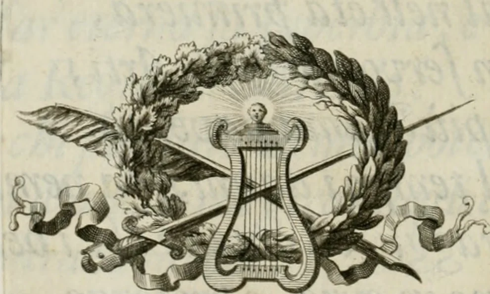 An illustration from L'eccellenza delle tre nobili, e belle arti, pittura, scultura, e architettura : dimostrata nel Campidoglio dall'insigne Accademia di San Luca, nella quale doveva risiedere come principe il sig. cav. Cammillo Rusconi ed in sua mancanza risiederono il sig. cav. Ant. Valerj, ed il sig. Gio. Paolo Melchiori, consiglieri l'anno M.DCCXXVIII .., 1729, leaf 69