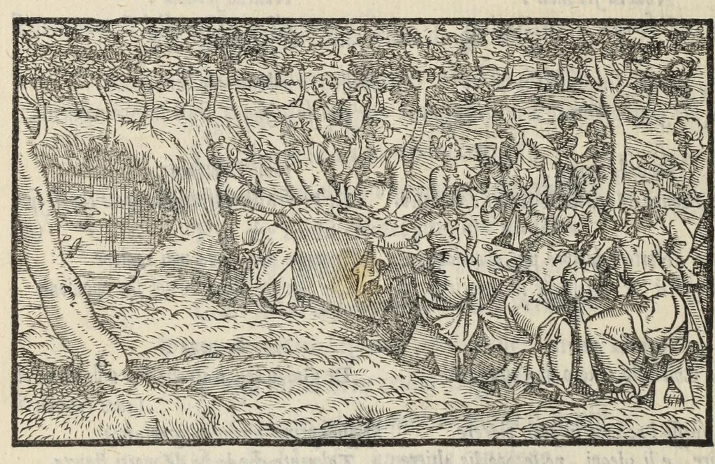 An illustration from Le cento novelle da messer Vincenzo Brugiantino, dette in ottava rima, 1554, leaf 336