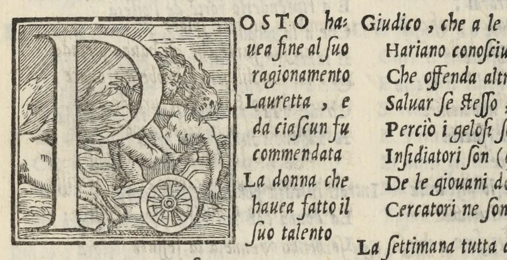 An illustration from Le cento novelle da messer Vincenzo Brugiantino, dette in ottava rima, 1554, leaf 352