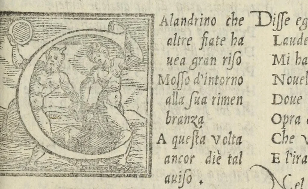 An illustration from Le cento novelle da messer Vincenzo Brugiantino, dette in ottava rima, 1554, leaf 477
