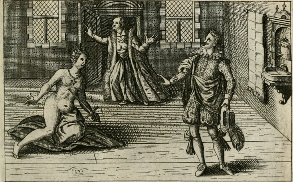 An illustration from Le Centre de l'amour : decouvert soubs divers emblesmes galans et facetieux, 1680, leaf 124