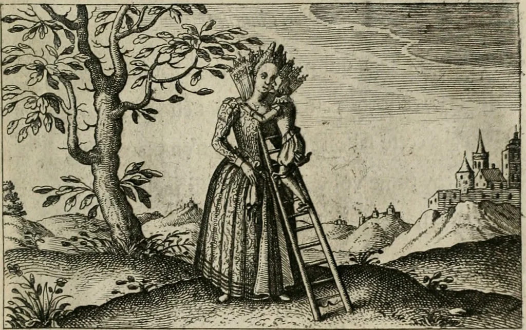 An illustration from Le Centre de l'amour : decouvert soubs divers emblesmes galans et facetieux, 1680, leaf 128