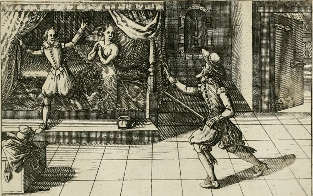 An illustration from Le Centre de l'amour : decouvert soubs divers emblesmes galans et facetieux, 1680, leaf 136