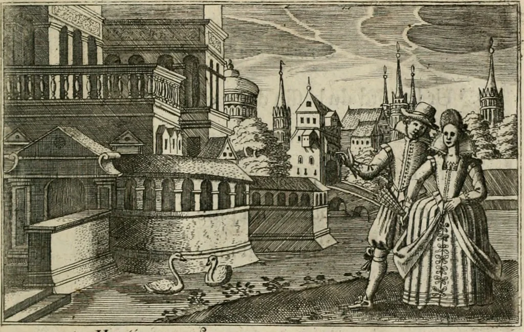 An illustration from Le Centre de l'amour : decouvert soubs divers emblesmes galans et facetieux, 1680, leaf 152