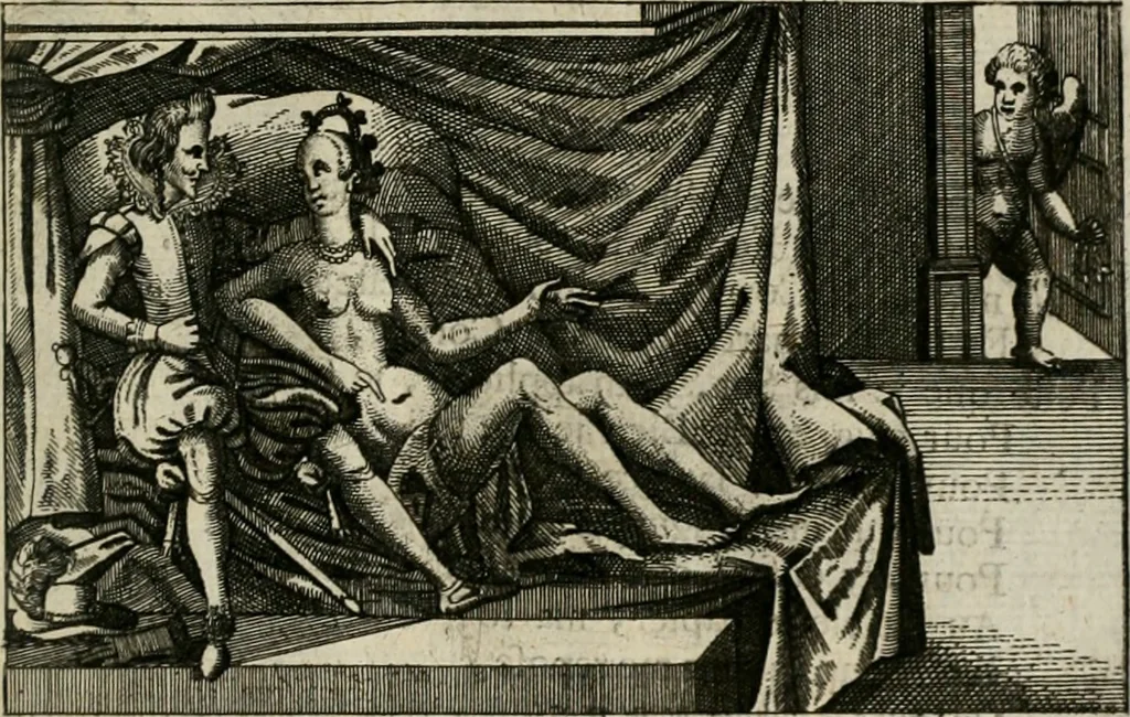 An illustration from Le Centre de l'amour : decouvert soubs divers emblesmes galans et facetieux, 1680, leaf 196