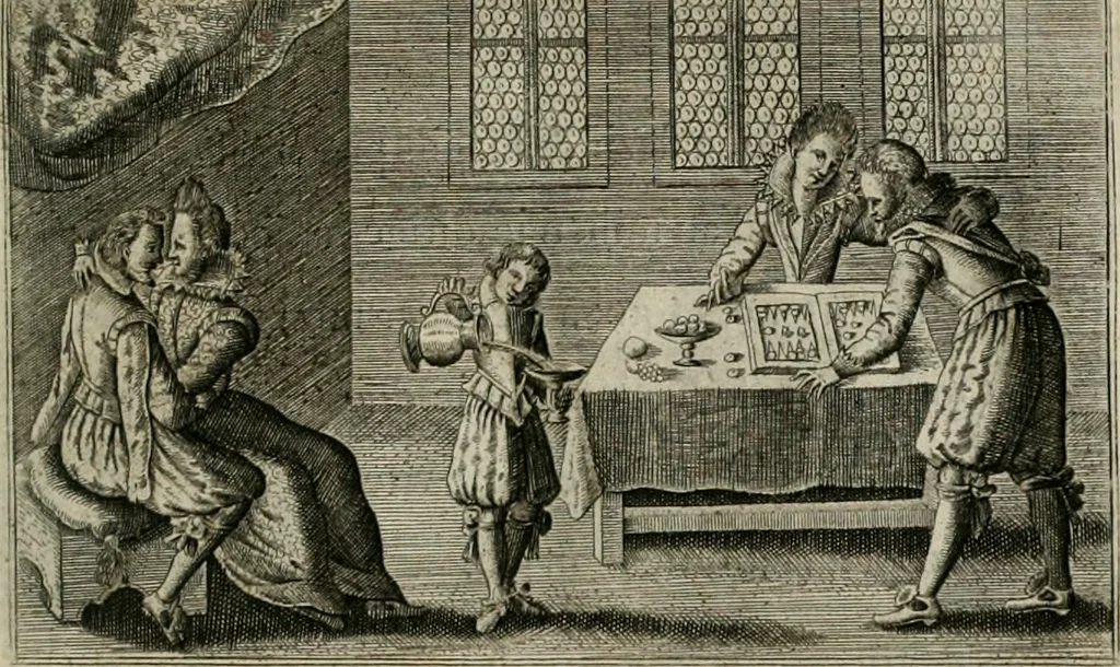 An illustration from Le Centre de l'amour : decouvert soubs divers emblesmes galans et facetieux, 1680, leaf 26