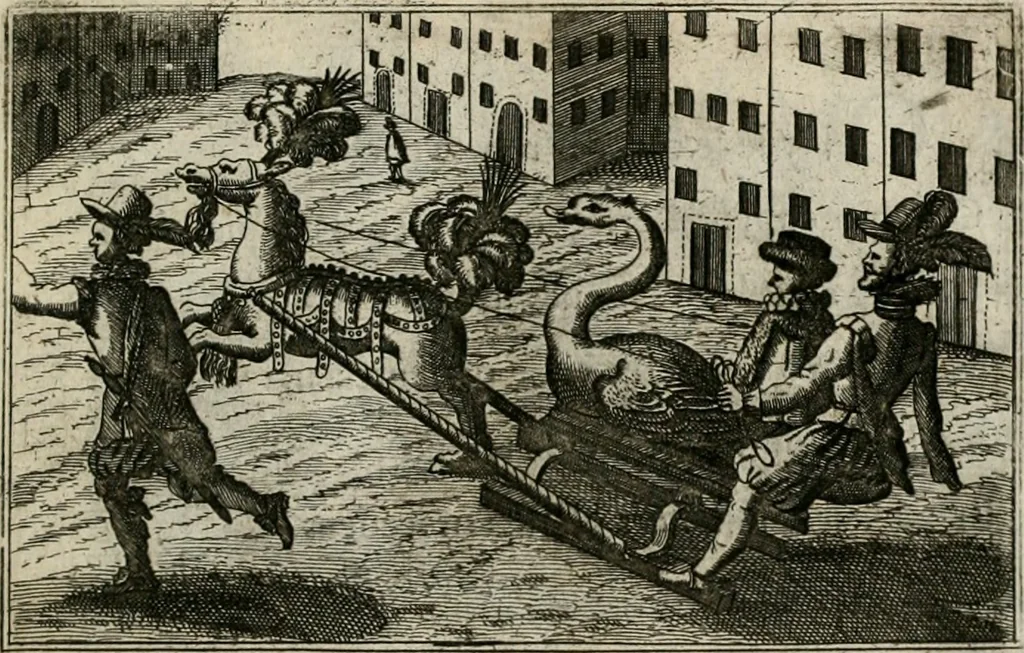 An illustration from Le Centre de l'amour : decouvert soubs divers emblesmes galans et facetieux, 1680, leaf 46