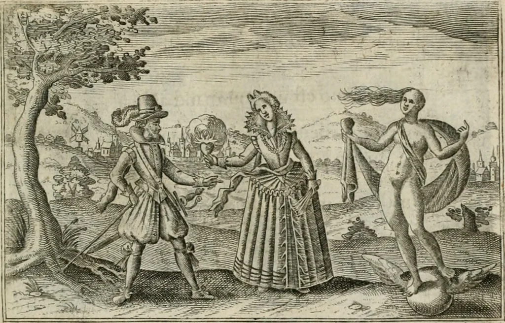 An illustration from Le Centre de l'amour : decouvert soubs divers emblesmes galans et facetieux, 1680, leaf 78