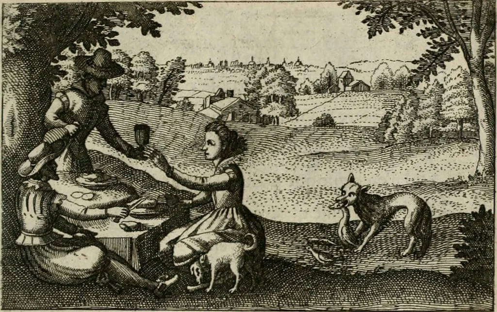 An illustration from Le Centre de l'amour : decouvert soubs divers emblesmes galans et facetieux, 1680, leaf 80
