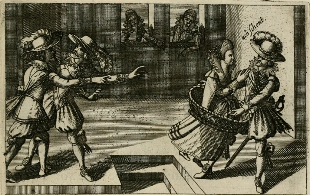An illustration from Le Centre de l'amour : decouvert soubs divers emblesmes galans et facetieux, 1680, leaf 82