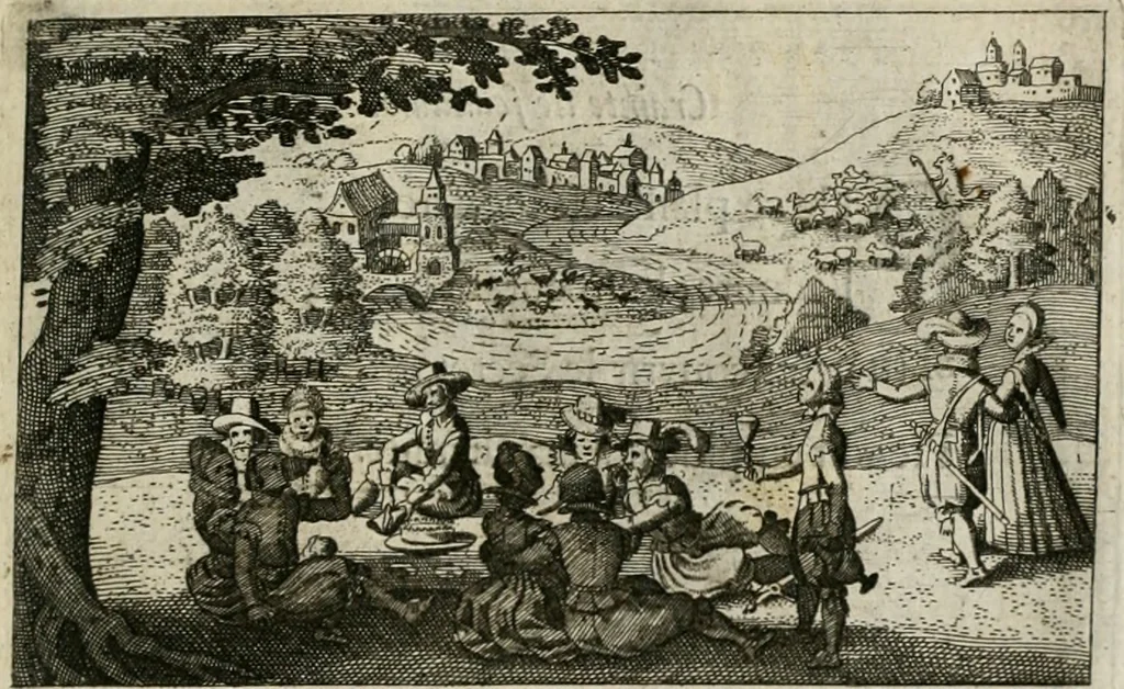 An illustration from Le Centre de l'amour : decouvert soubs divers emblesmes galans et facetieux, 1680, leaf 92