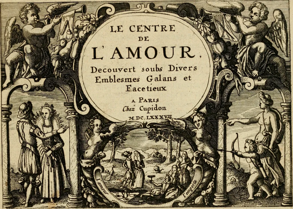 An illustration from Le centre de l'amour : decouvert soubs divers emblesmes galans et facetieux, 1687, leaf 8