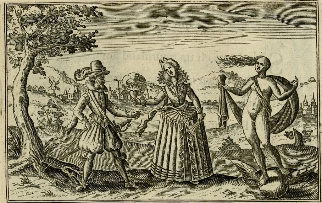 An illustration from Le centre de l'amour : decouvert soubs divers emblesmes galans et facetieux, 1687, leaf 82