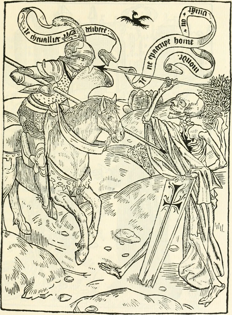 An illustration from Le chevalier délibéré, 1898, leaf 24