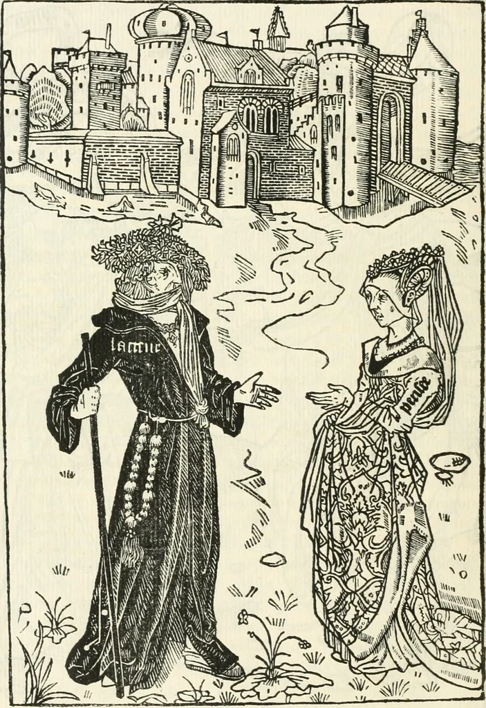 An illustration from Le chevalier délibéré, 1898, leaf 25
