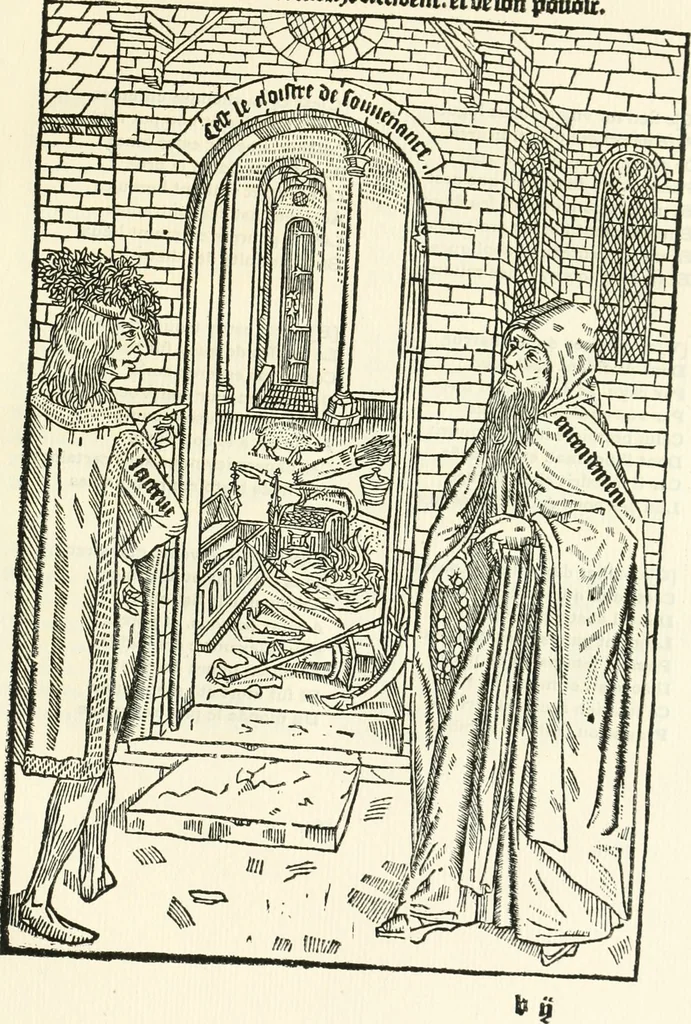 An illustration from Le chevalier délibéré, 1898, leaf 38