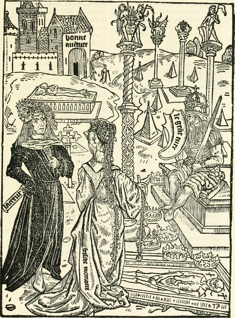 An illustration from Le chevalier délibéré, 1898, leaf 58