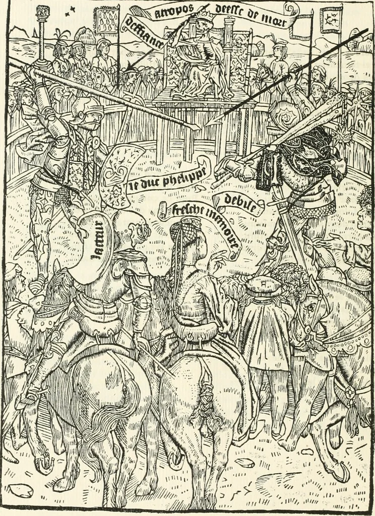 An illustration from Le chevalier délibéré, 1898, leaf 67