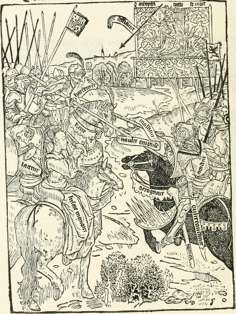 An illustration from Le chevalier délibéré, 1898, leaf 71