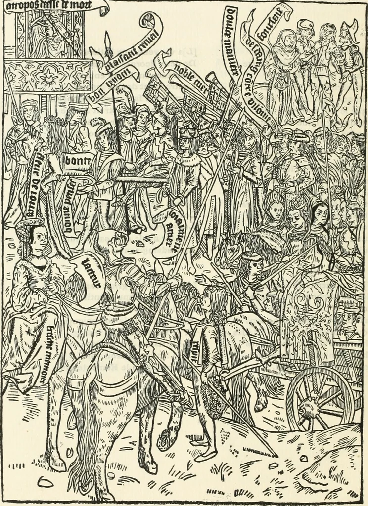 An illustration from Le chevalier délibéré, 1898, leaf 75