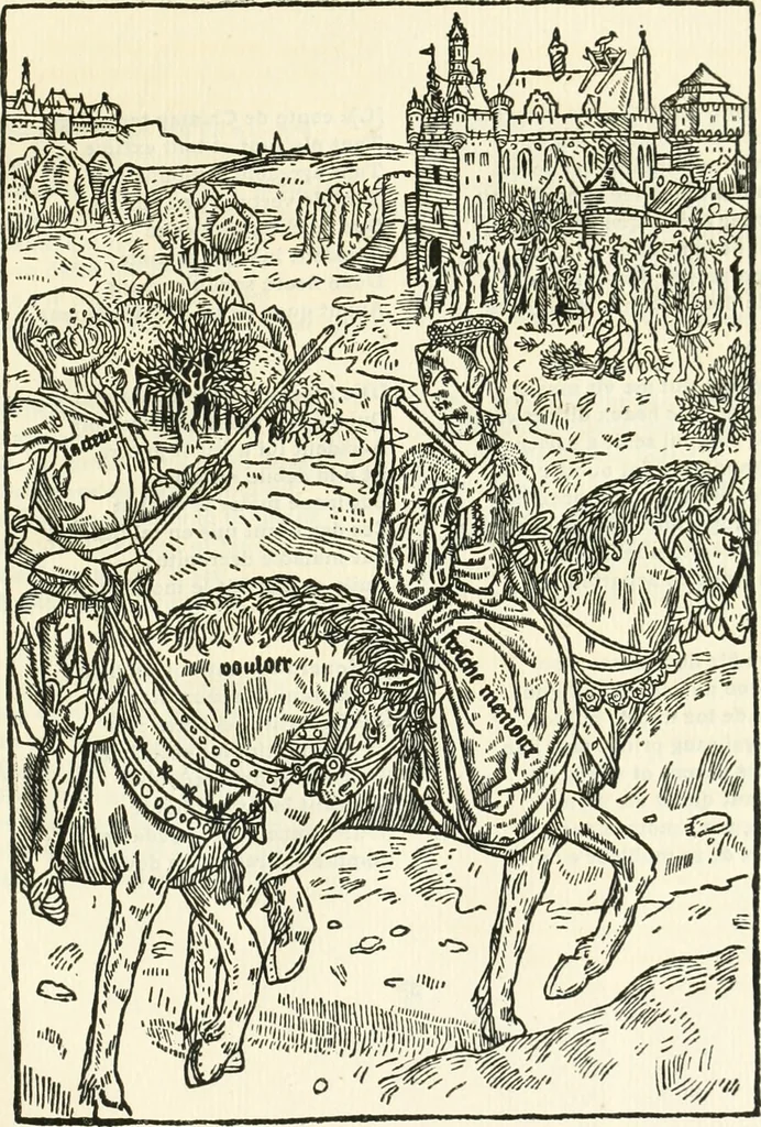 An illustration from Le chevalier délibéré, 1898, leaf 78