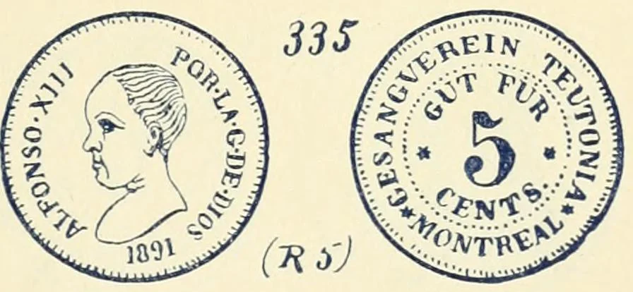 An illustration from Le collectionneur illustré des monnaies canadiennes. Premier supplement annuel, juin 1892, 1892, leaf 10