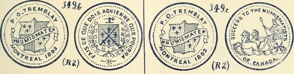 An illustration from Le collectionneur illustré des monnaies canadiennes. Premier supplement annuel, juin 1892, 1892, leaf 12