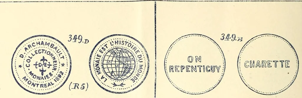 An illustration from Le collectionneur illustré des monnaies canadiennes. Premier supplement annuel, juin 1892, 1892, leaf 13