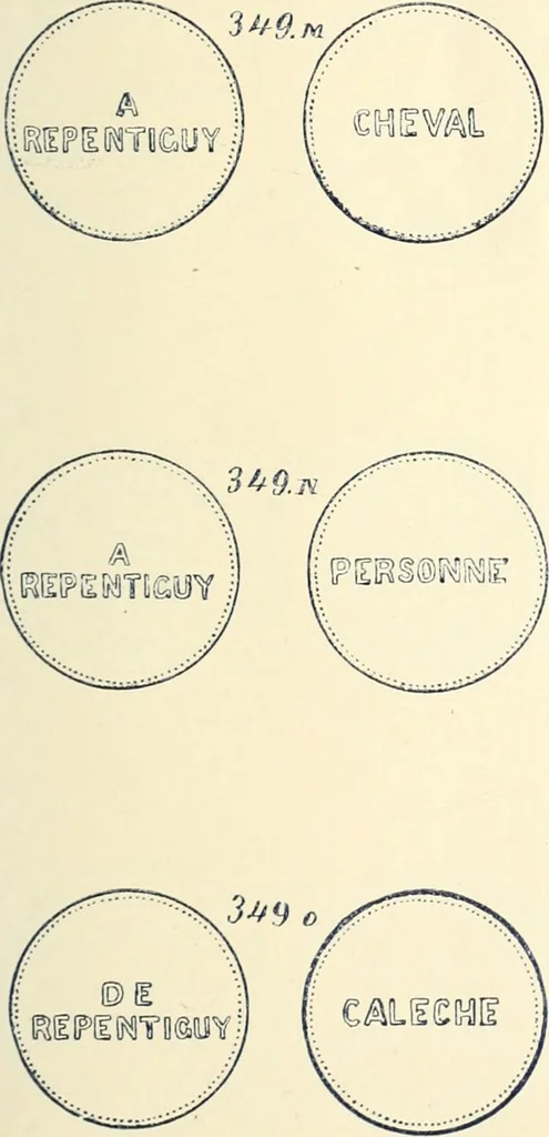An illustration from Le collectionneur illustré des monnaies canadiennes. Premier supplement annuel, juin 1892, 1892, leaf 14