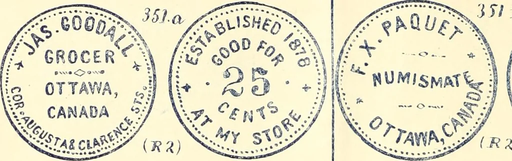 An illustration from Le collectionneur illustré des monnaies canadiennes. Premier supplement annuel, juin 1892, 1892, leaf 15