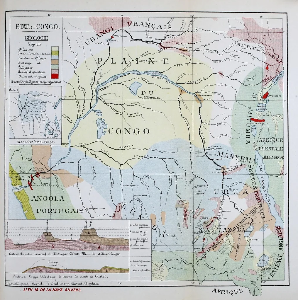 An illustration from ... Le Congo, historique, diplomatique, physique, politique, économique, humanitaire & colonial, ouvrage contenant une grande carte en quatre feuilles, tirée en couleurs, 1894, leaf 593