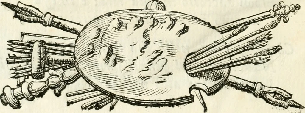 An illustration from Le corone del merito solennemente distribuite sul Campidoglio il dì 19. aprile MDCCIII. dall'Accademia del disegno : presedendo Carlo Maratti, celebre dipintore, 1703, leaf 75
