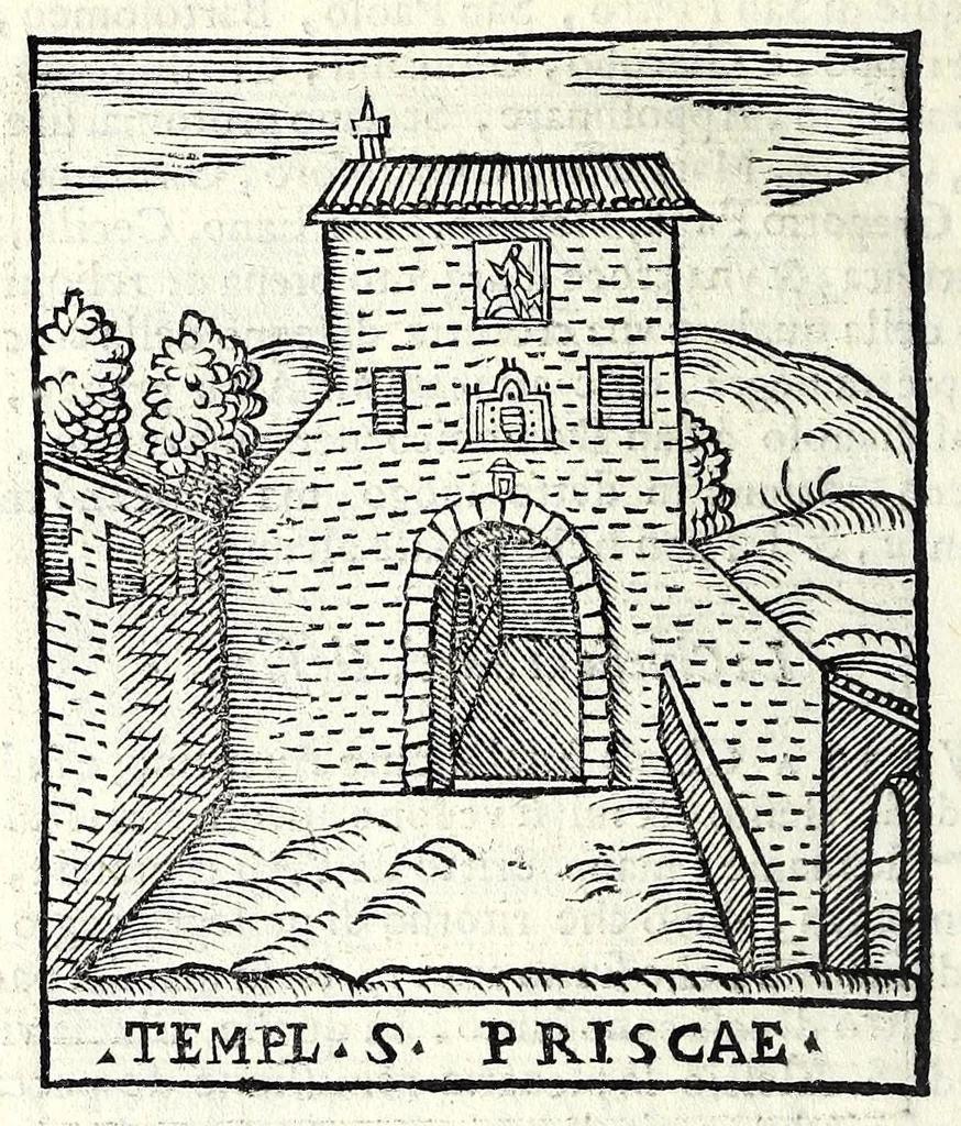 An illustration from Le cose maravigliose dell'alma città di Roma : dove si veggono il movimento delle guglie, & gli acquedutti per condurre l'Acqua Felice, le ample e commode strade, fatte à beneficio publico dal santissimo Sisto V. P.O.M. : et si tratta delle chiese, rappresentate in disegno da Gieronimo Francino, con le stationi, & reliquie de' corpi santi che vi sono, et vn trattato del modo d'acquistare l'indulgenze : la guida romana, che insegna facilmente à i forastieri à ritrouare le più notabili cose di Roma : li nomi de i sommi pontefici, imperatori, & altri principi christiani : il numero delle parrocchie & compagnie che sono in Roma : l'antichità di Roma, breuemente raccolta : & vn discorso sopra li fuochi de gli antichi, 1588, leaf 138
