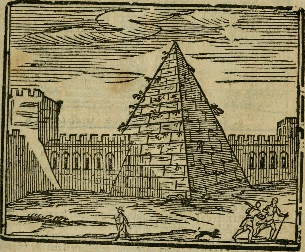 An illustration from Le cose maravigliose di Roma : cioè, chiese, e luoghi pij, con la delineatione dell'edificio, loro historia, ornamenti, pitture, e sculture, co'l nome de' pittori e scultori che l'han fatte : cimiterij, reliquie, corpi santi, stationi, & indulgenze che vi sono ... : la guida romana, che insegna a' forastieri di trouar facilmente le sudette cose ; i nomi de' sommi pontefici, imperatori, rè & altri prencipi christiani : le sette famose marauiglie del mondo : con le poste principali d'Italia & altre cose notabili, 1640, leaf 20