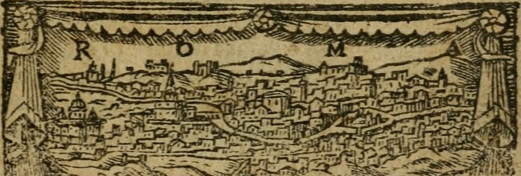 An illustration from Le cose maravigliose di Roma : cioè, chiese, e luoghi pij, con la delineatione dell'edificio, loro historia, ornamenti, pitture, e sculture, co'l nome de' pittori e scultori che l'han fatte : cimiterij, reliquie, corpi santi, stationi, & indulgenze che vi sono ... : la guida romana, che insegna a' forastieri di trouar facilmente le sudette cose ; i nomi de' sommi pontefici, imperatori, rè & altri prencipi christiani : le sette famose marauiglie del mondo : con le poste principali d'Italia & altre cose notabili, 1640, leaf 4