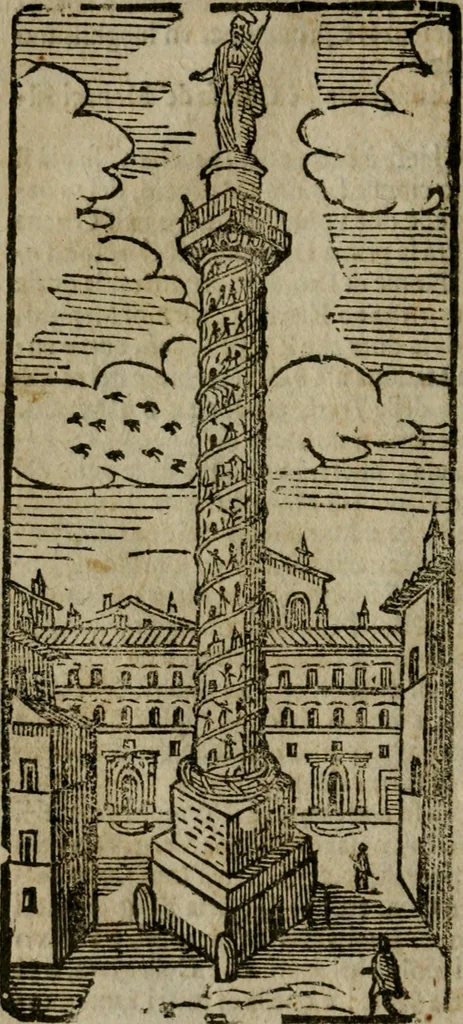 An illustration from Le cose maravigliose di Roma : cioè, chiese, e luoghi pij, con la delineatione dell'edificio, loro historia, ornamenti, pitture, e sculture, co'l nome de' pittori e scultori che l'han fatte : cimiterij, reliquie, corpi santi, stationi, & indulgenze che vi sono ... : la guida romana, che insegna a' forastieri di trouar facilmente le sudette cose ; i nomi de' sommi pontefici, imperatori, rè & altri prencipi christiani : le sette famose marauiglie del mondo : con le poste principali d'Italia & altre cose notabili, 1640, leaf 41