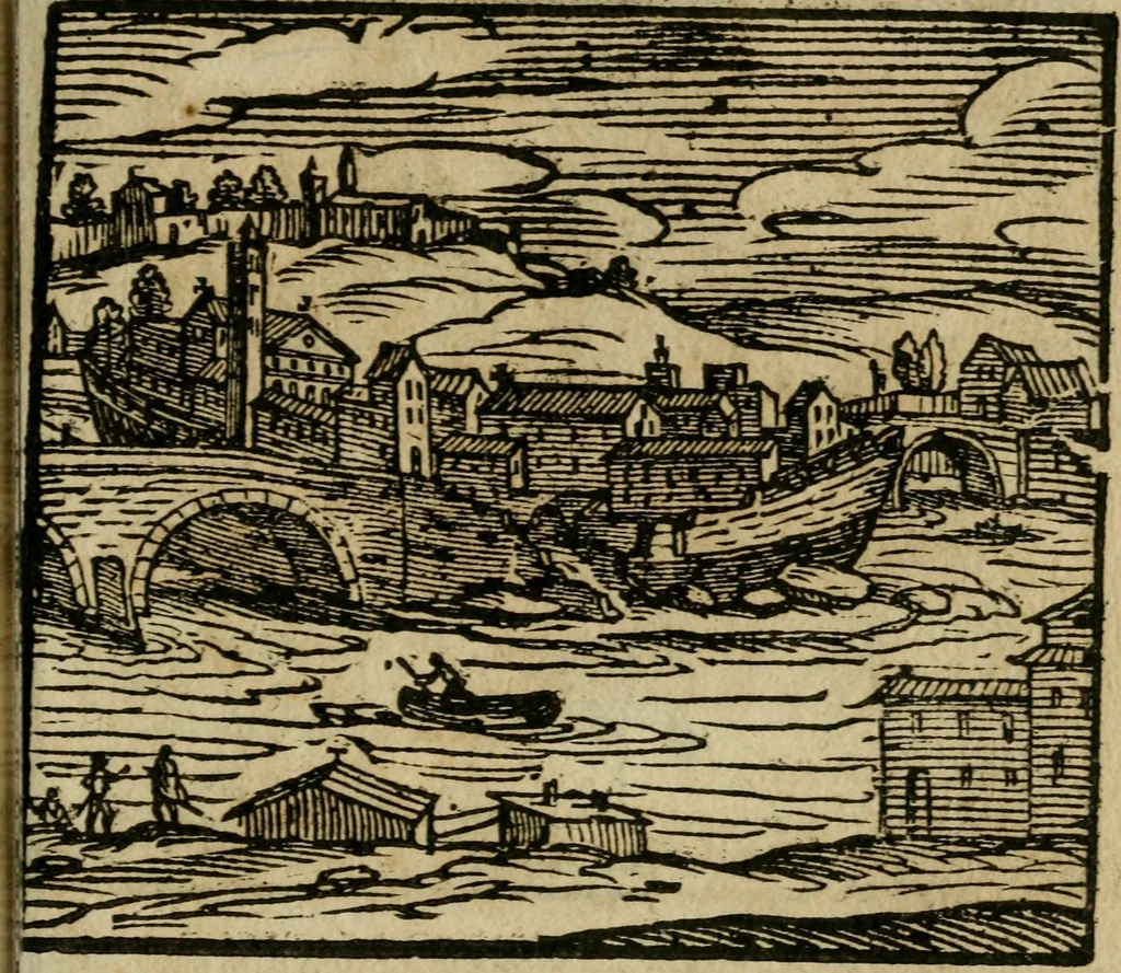 An illustration from Le cose maravigliose di Roma : cioè, chiese, e luoghi pij, con la delineatione dell'edificio, loro historia, ornamenti, pitture, e sculture, co'l nome de' pittori e scultori che l'han fatte : cimiterij, reliquie, corpi santi, stationi, & indulgenze che vi sono ... : la guida romana, che insegna a' forastieri di trouar facilmente le sudette cose ; i nomi de' sommi pontefici, imperatori, rè & altri prencipi christiani : le sette famose marauiglie del mondo : con le poste principali d'Italia & altre cose notabili, 1640, leaf 74