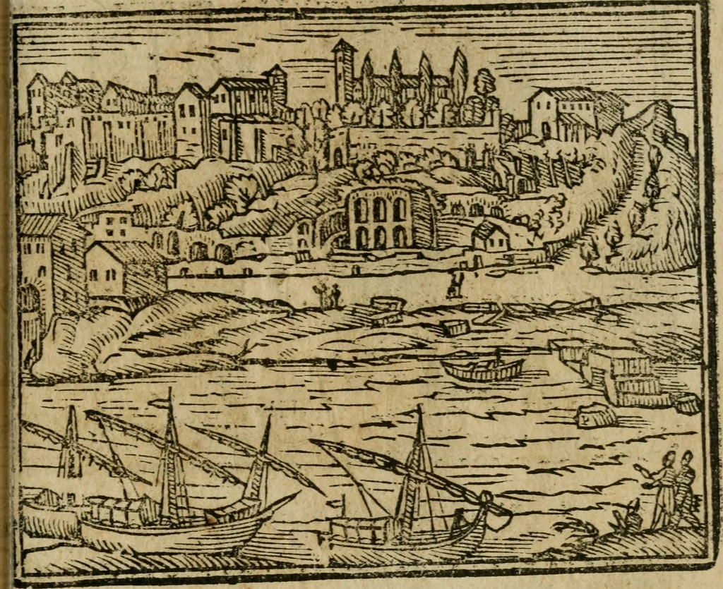 An illustration from Le cose maravigliose di Roma : cioè, chiese, e luoghi pij, con la delineatione dell'edificio, loro historia, ornamenti, pitture, e sculture, co'l nome de' pittori e scultori che l'han fatte : cimiterij, reliquie, corpi santi, stationi, & indulgenze che vi sono ... : la guida romana, che insegna a' forastieri di trouar facilmente le sudette cose ; i nomi de' sommi pontefici, imperatori, rè & altri prencipi christiani : le sette famose marauiglie del mondo : con le poste principali d'Italia & altre cose notabili, 1640, leaf 76